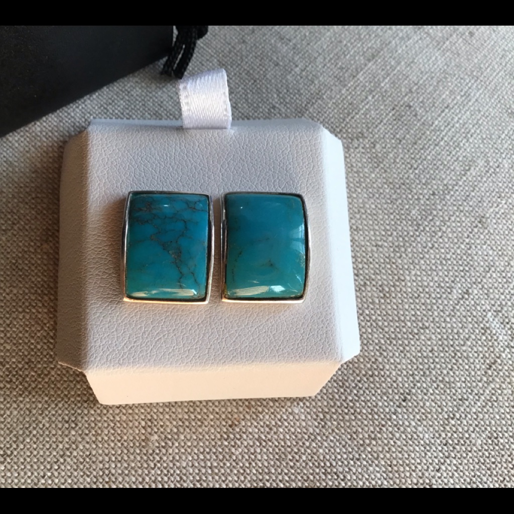 Wk ( Whitney Kelly) Turquoise And Sterling Silver Earrings